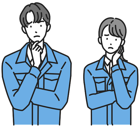 悩んでいる作業員のイラスト